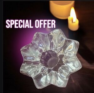 Vintage 2 Flower-Shaped Candlestick Crystal, Orrefors Sweden Artistic Heritage